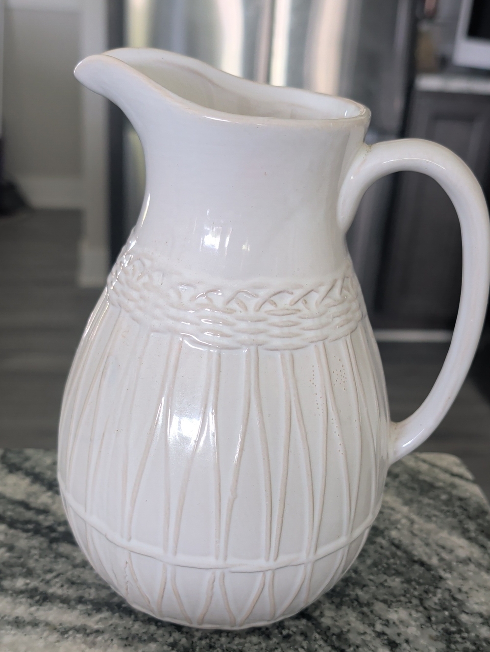 Victor & Teresa White Ceramic Decorative Pitcher - Elegant Home Kitchen Vase